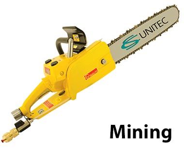 用于地下和煤礦開采應(yīng)用的 4 HP 氣動(dòng)鋸，帶制動(dòng)器